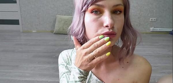 POV Sexy Wife Deepthroat and Ball Licking after Work - Cum in Mouth
